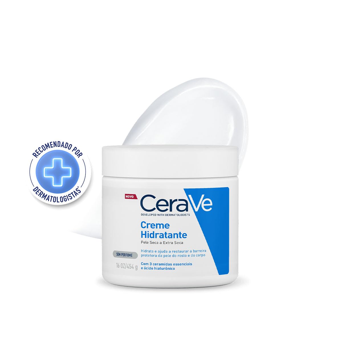 CeraVe open jar close-up showing rich cream texture and easy scoopability for smooth application