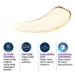Cream texture close-up of CeraVe Vitamin C Eye Cream showing smooth absorption