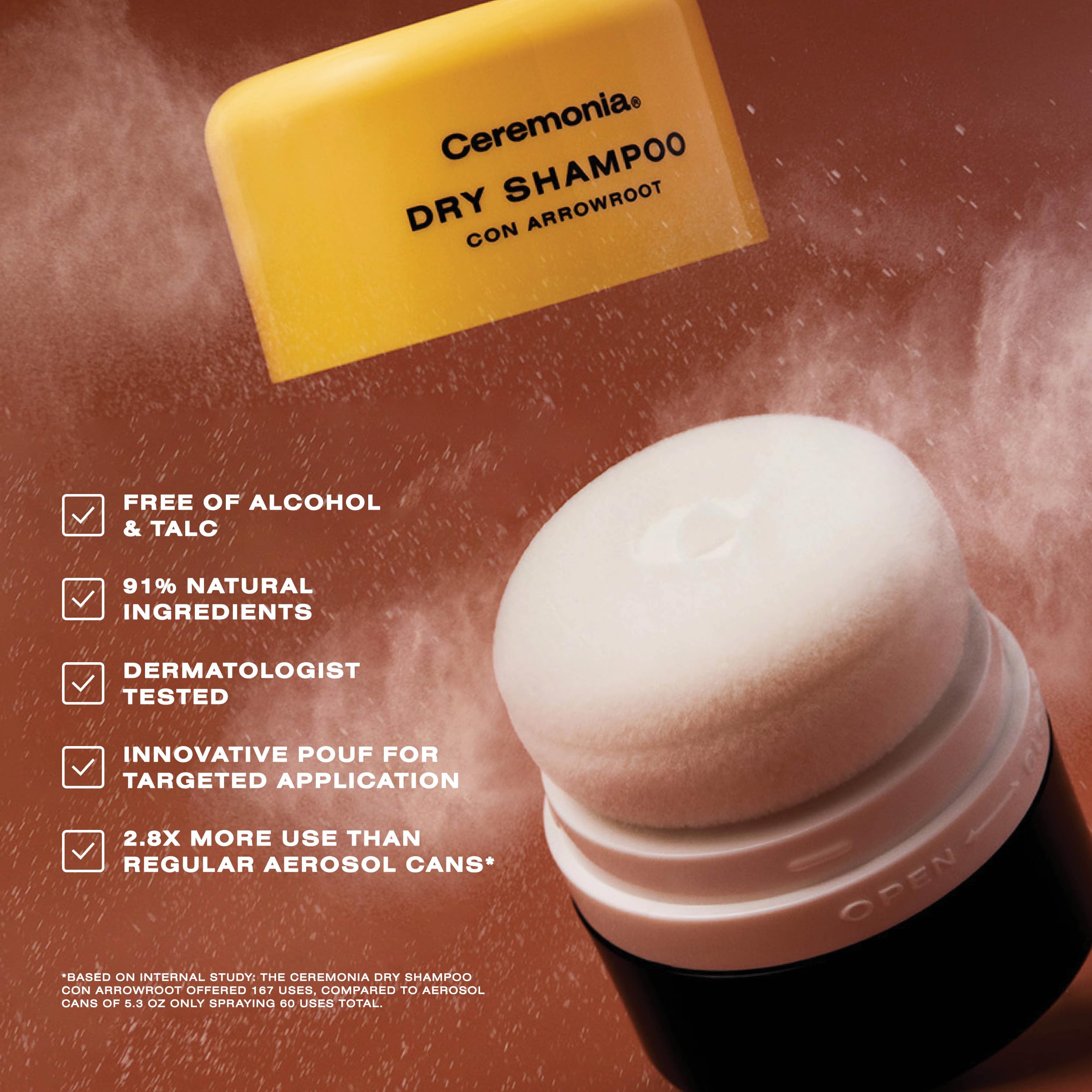 Ceremonia applying powder to blond hair roots for oil control without residue