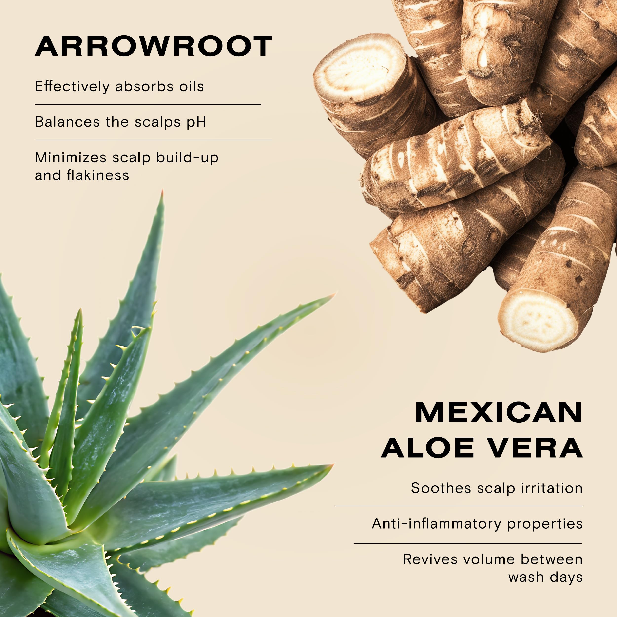 Ceremonia arrowroot and Brazilian clays ingredients visual for natural absorption