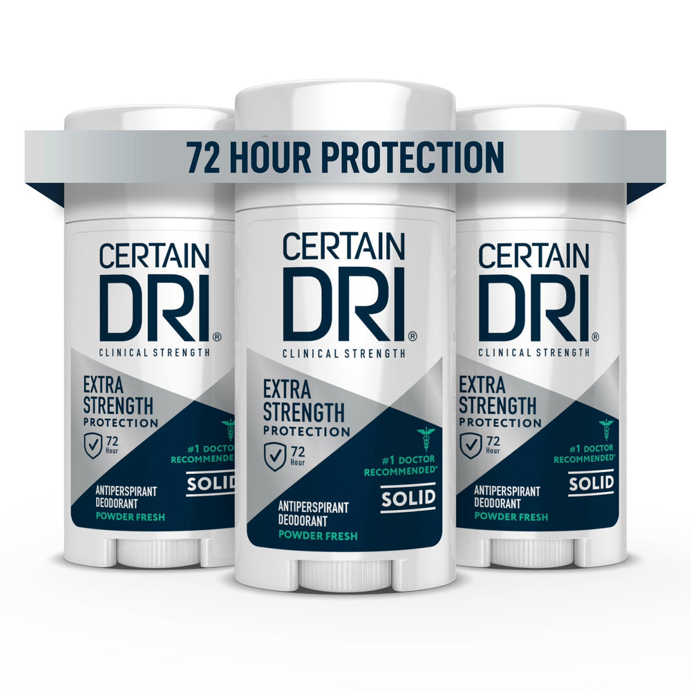 Certain Dri front view showing stick and brand for reliable dry protection