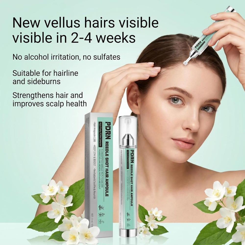 Ceskidro Reedle Shot applied to scalp at parting for targeted root support