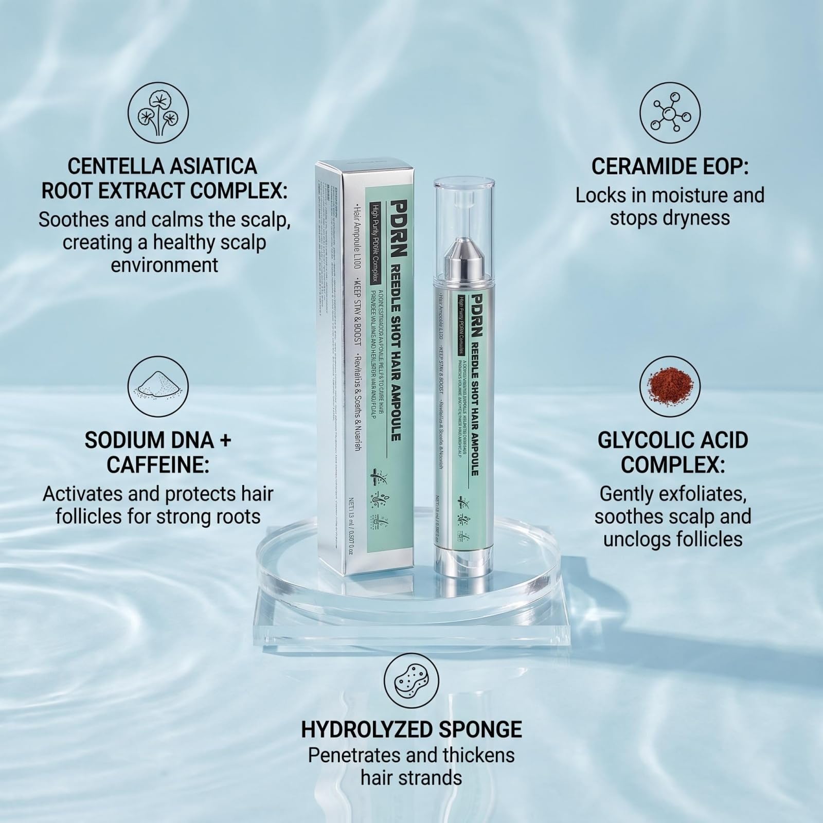 Ceskidro Reedle Shot serum texture on fingertip demonstrating lightweight absorbency