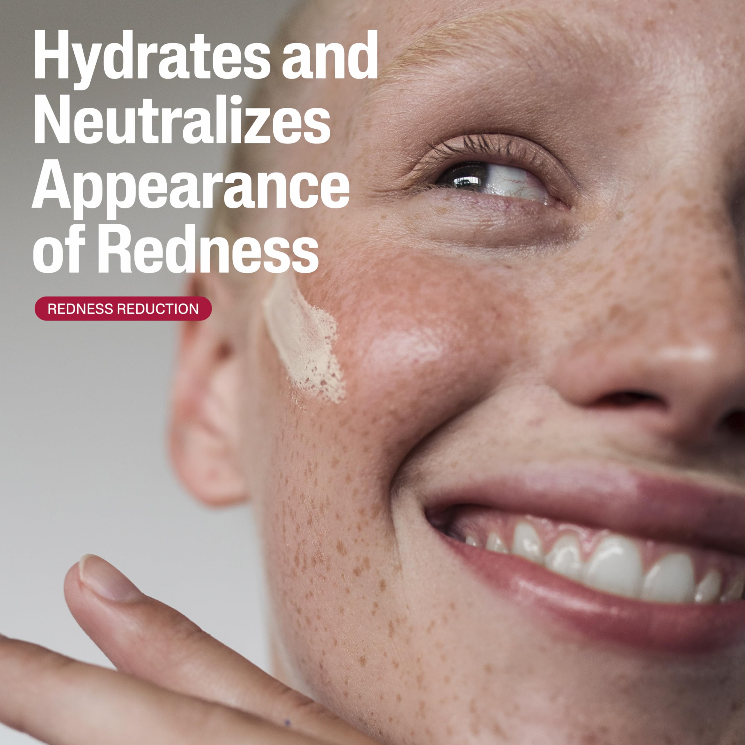 Cetaphil hand swatch showing neutral tint blending and immediate redness correction