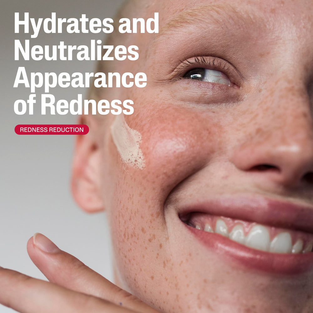 Cetaphil hand swatch showing neutral tint blending and immediate redness correction