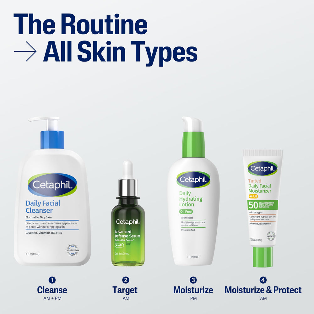 Woman applying Cetaphil under makeup showing smooth base and hydration