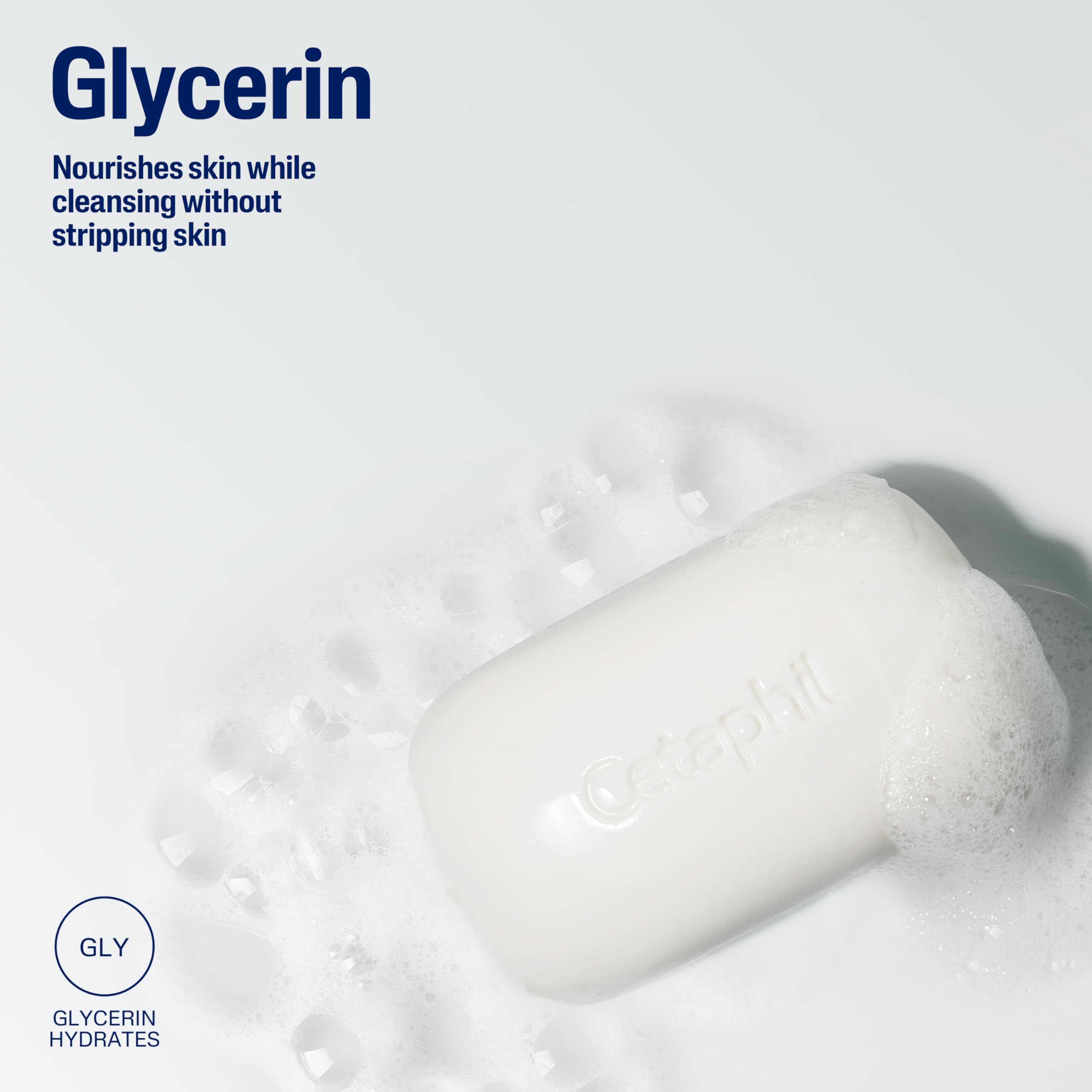Cetaphil bar creating lather in hand to show gentle cleansing effectiveness