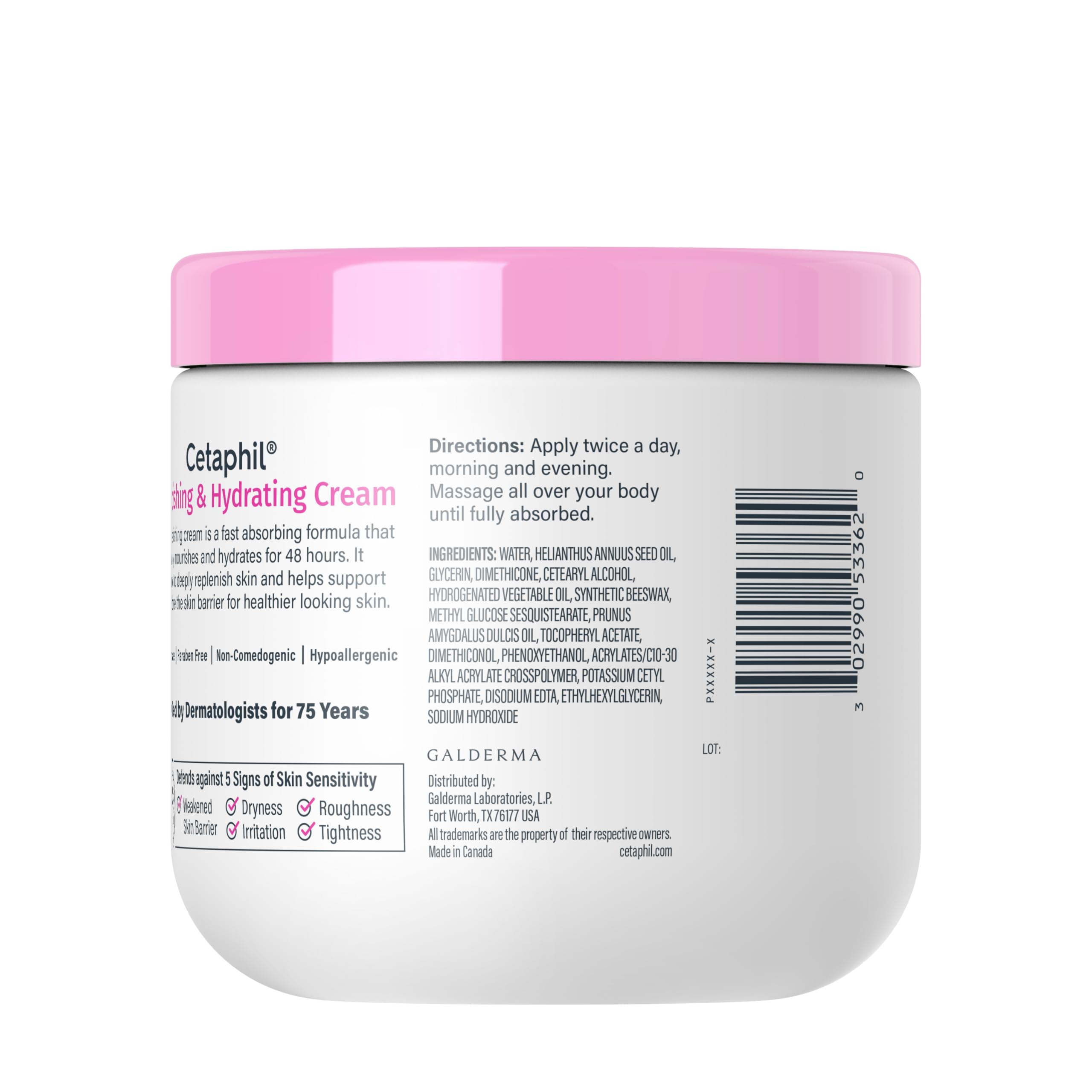 Cetaphil back label with directions and benefits for sensitive skin