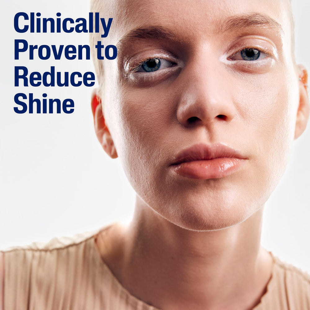 Cetaphil before and after skin comparison showing reduced surface shine