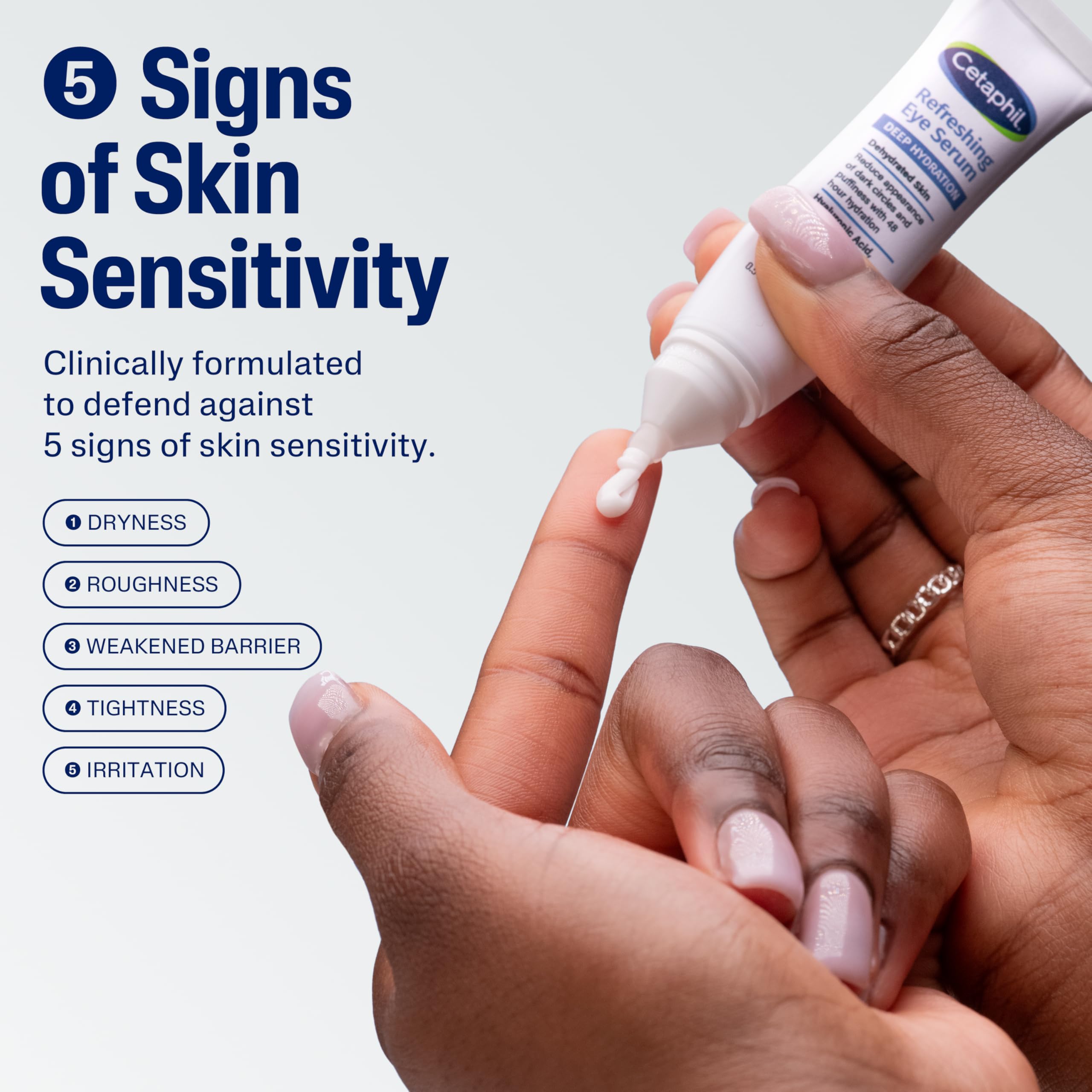 Cetaphil eye serum creamy-gel texture close-up illustrating lightweight hydration