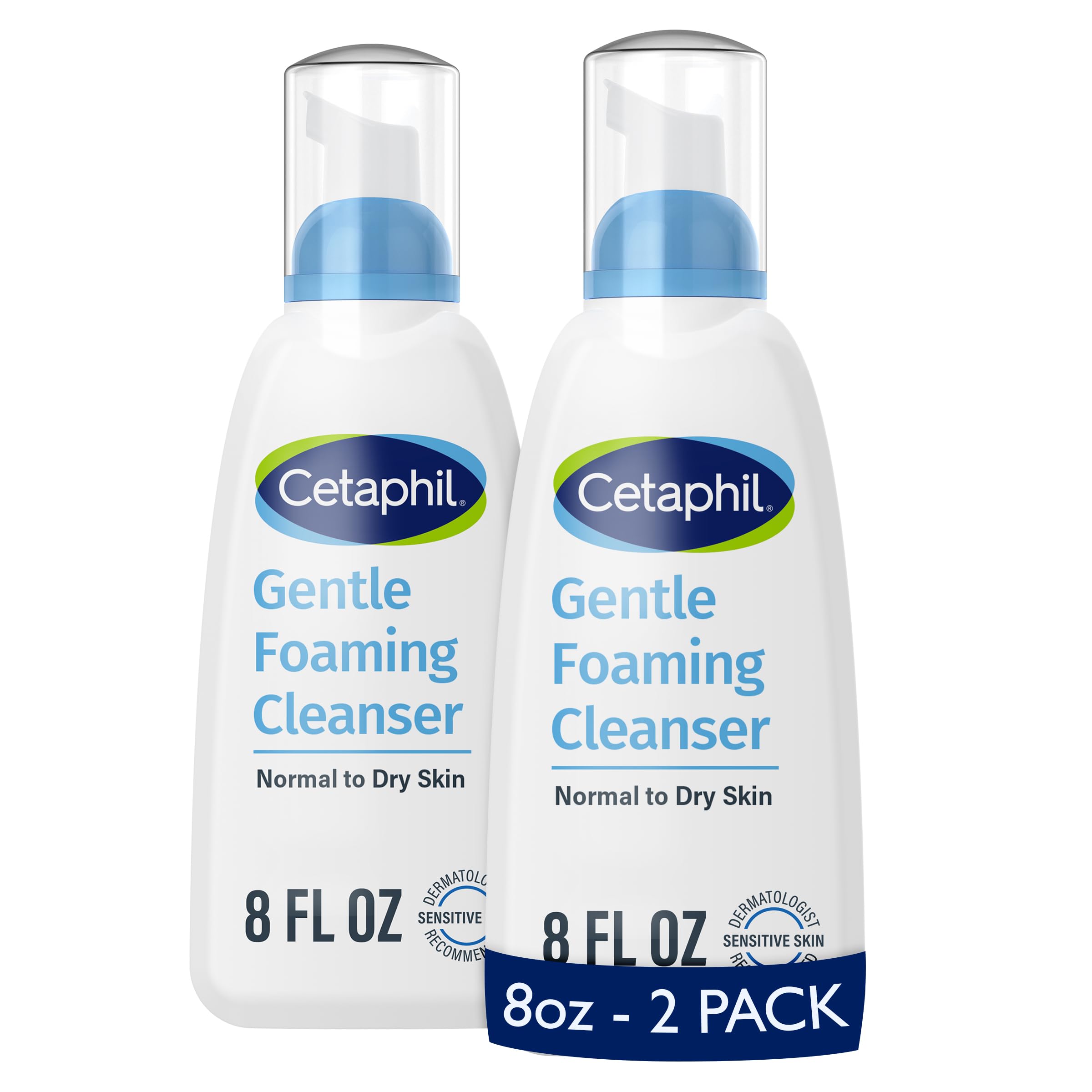 Cetaphil front bottle showing twin 8oz pack and gentle cleansing benefit