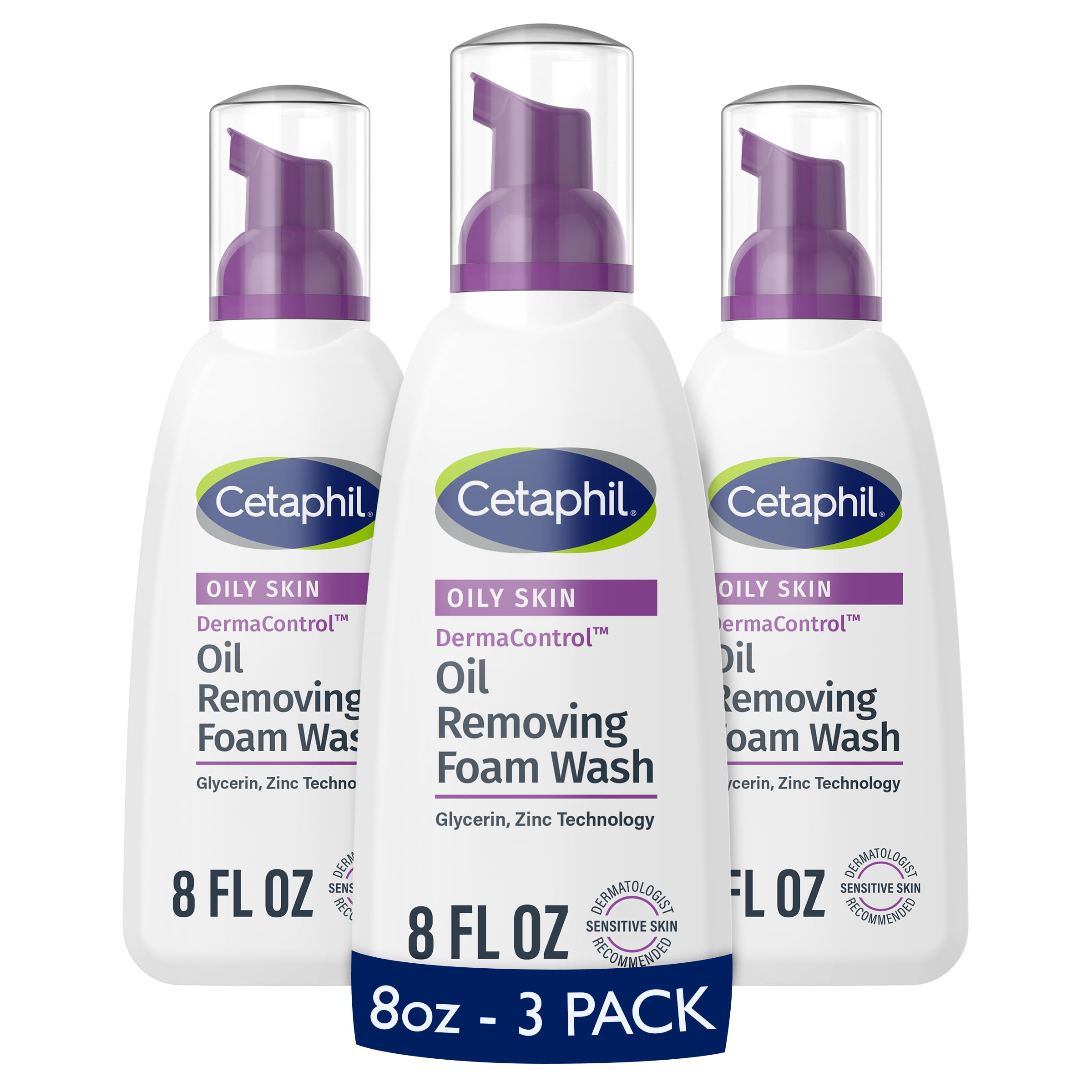 Cetaphil front packaging showing three 8oz bottles and practical value