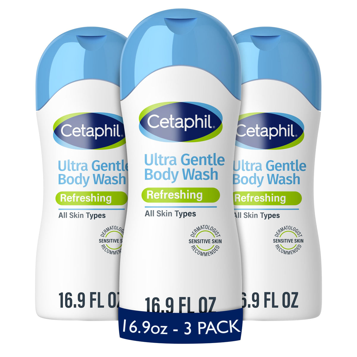 Cetaphil front packaging showing gentle body wash and calming benefit