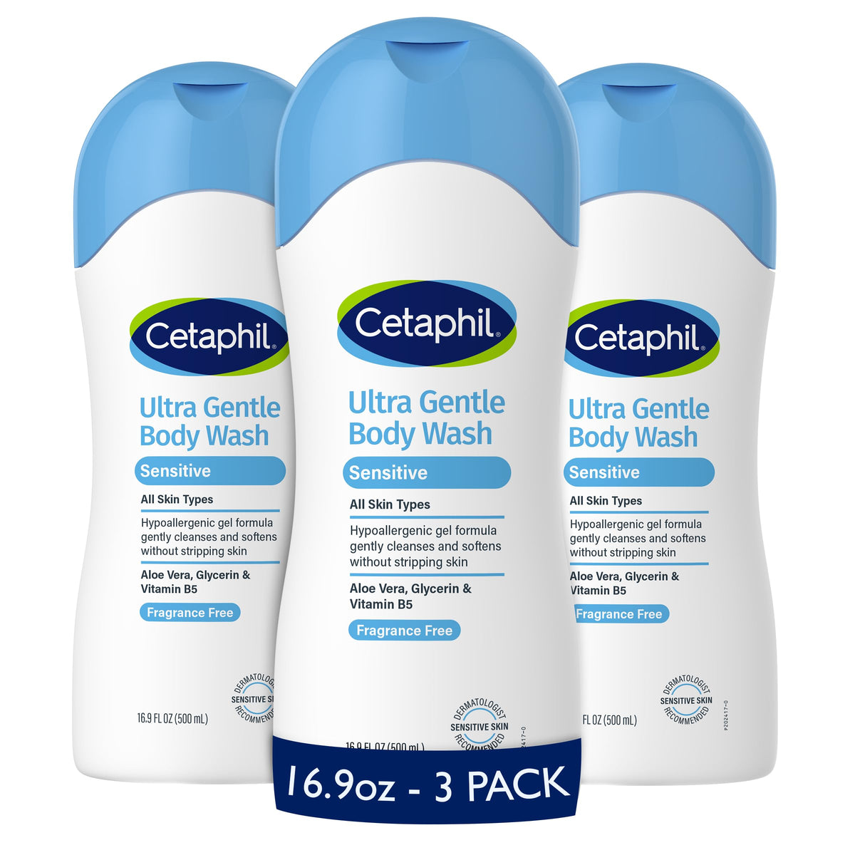 Cetaphil front packaging showing branding and gentle formula benefits