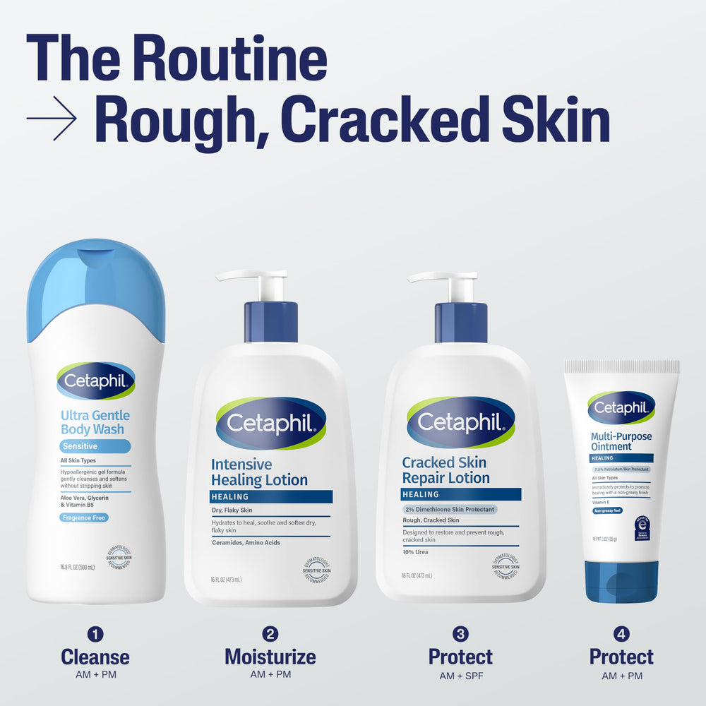 Applying Cetaphil on hands to soothe dry cracked skin quickly