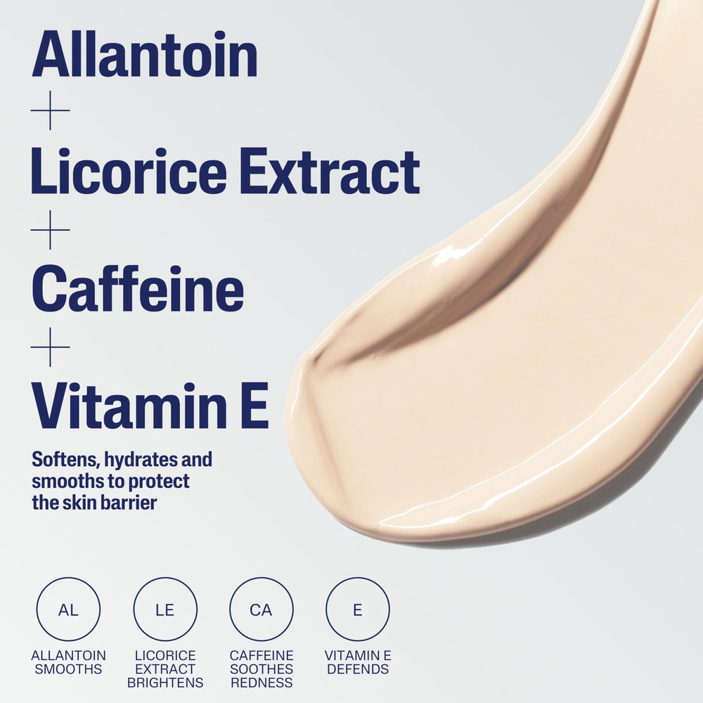 Cetaphil applied on model face demonstrating even tone and soothed appearance