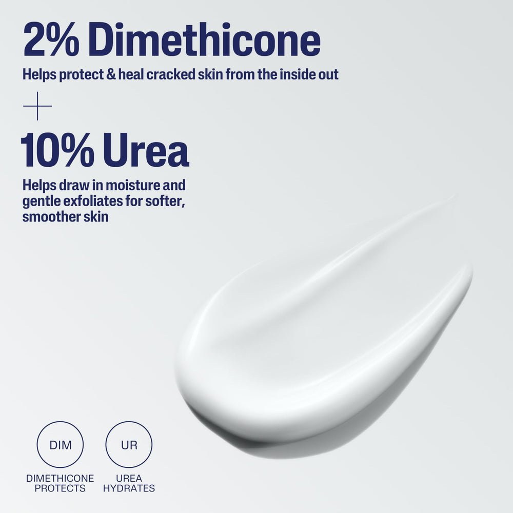 Cetaphil ingredient label highlighting dimethicone and urea benefits