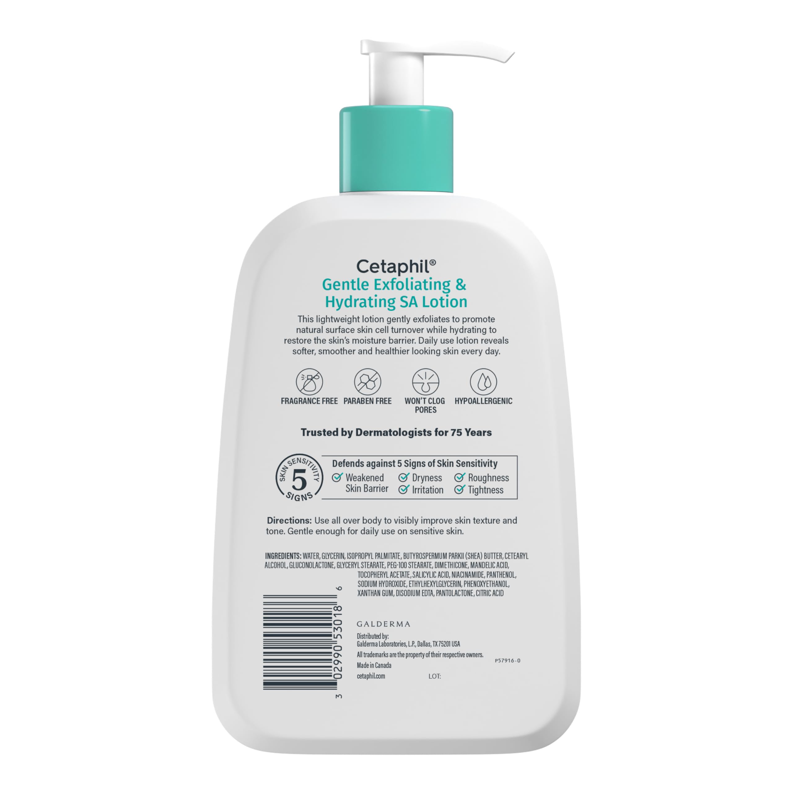 Lotion absorbed into skin close-up with Cetaphil, emphasizes fast absorption benefit