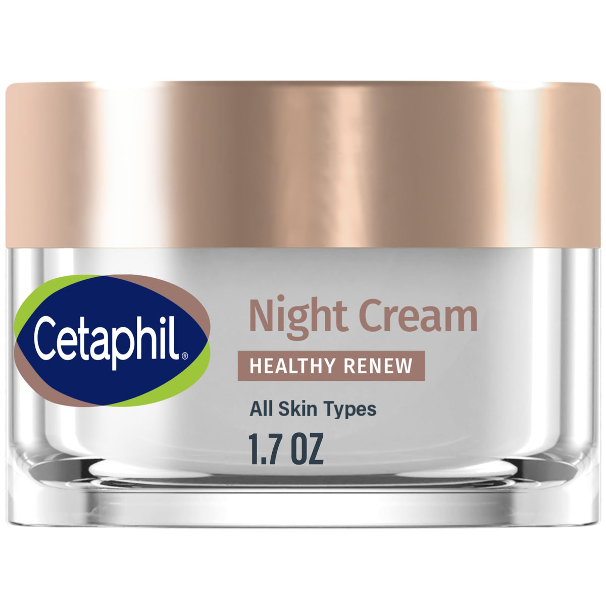 Cetaphil night cream jar front view showing clean packaging and hydration benefit