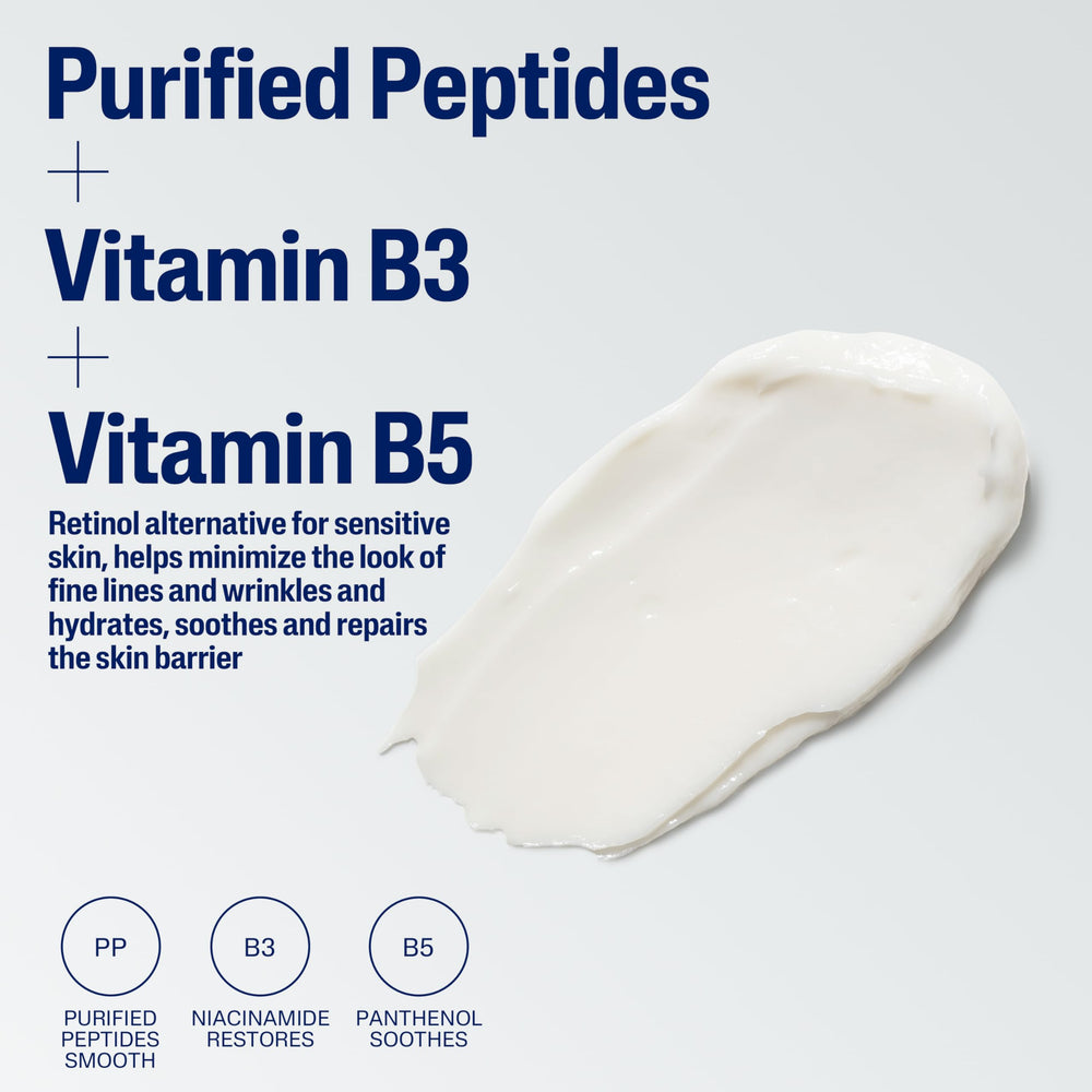 Cetaphil night cream ingredients label highlighting peptides and vitamins