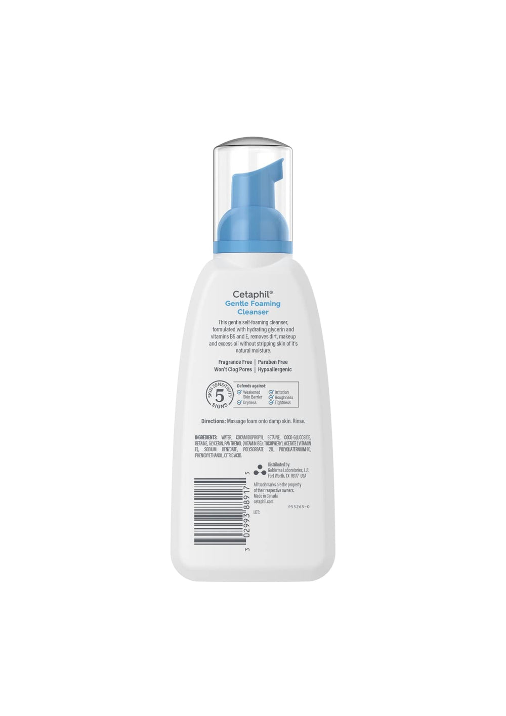 Cetaphil pump close-up demonstrating instant foam for easy application benefit