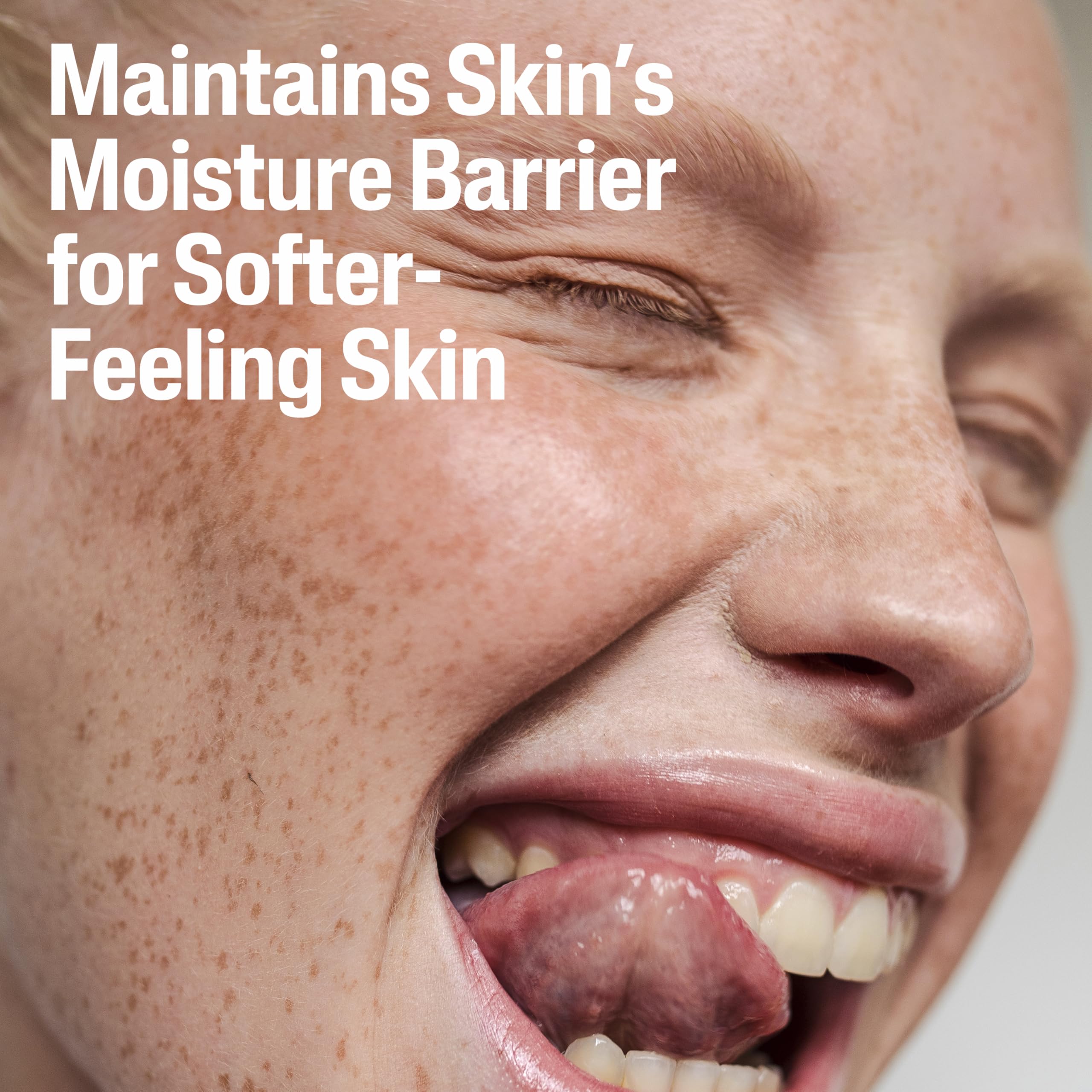 Cetaphil rinsing off with water demonstrating clean finish without tightness benefit