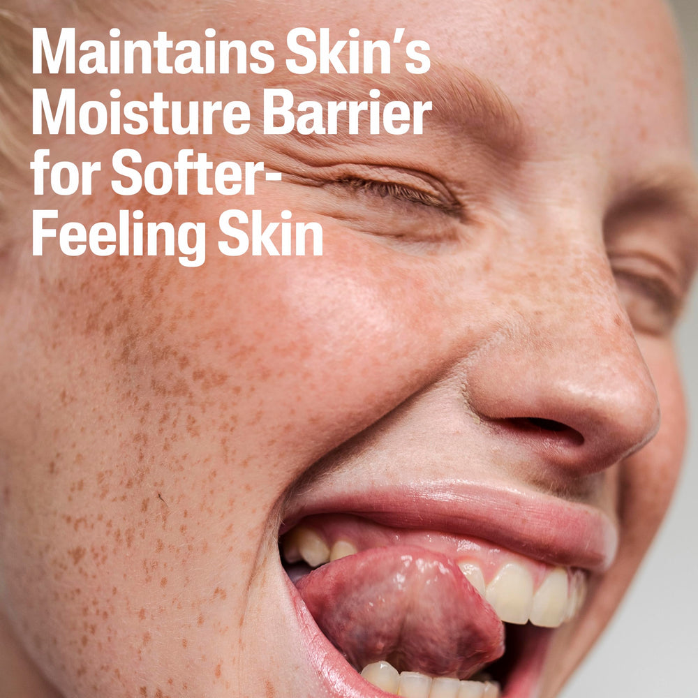 Cetaphil rinsing off with water demonstrating clean finish without tightness benefit