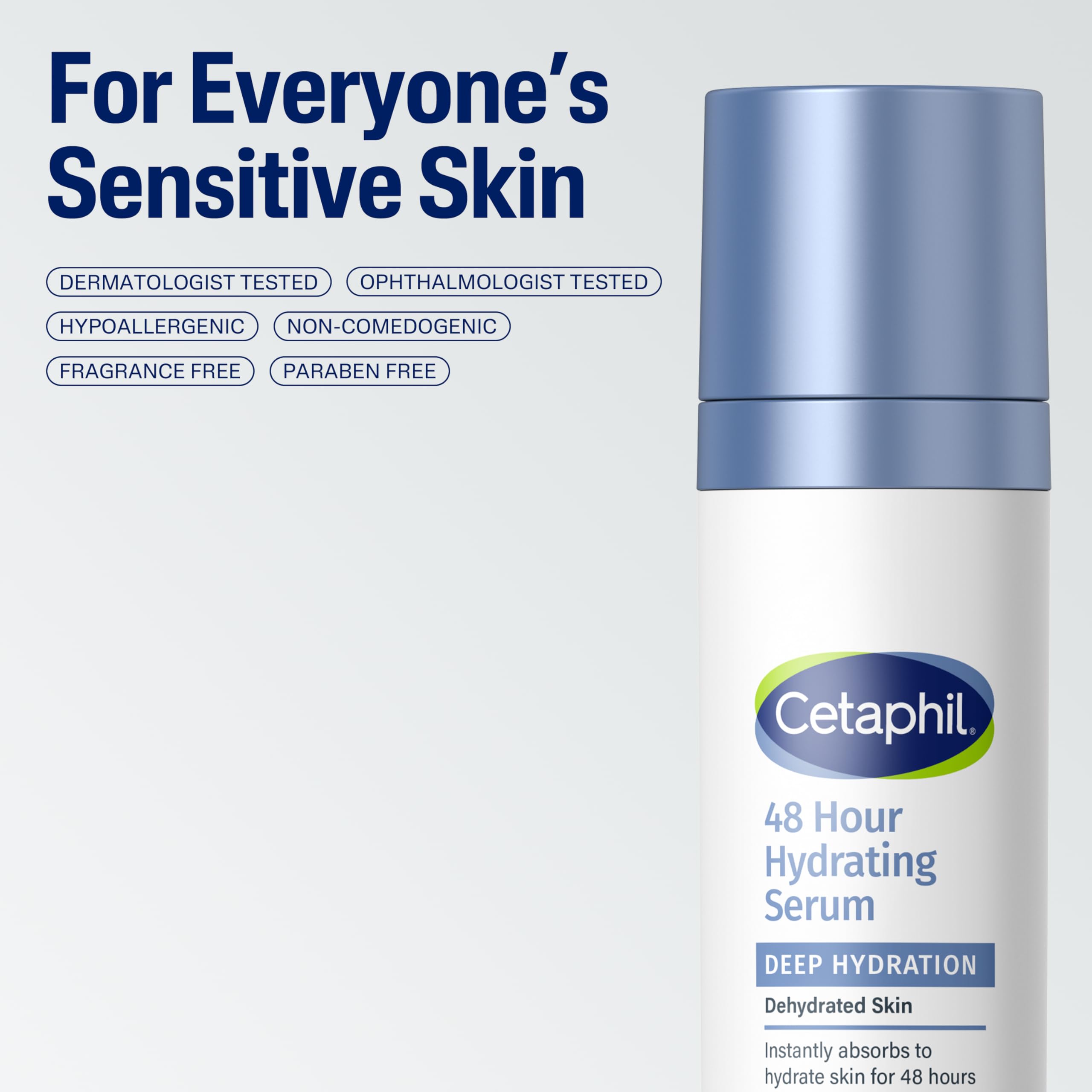Cetaphil serum held in hand to show 1oz scale and portable size benefit