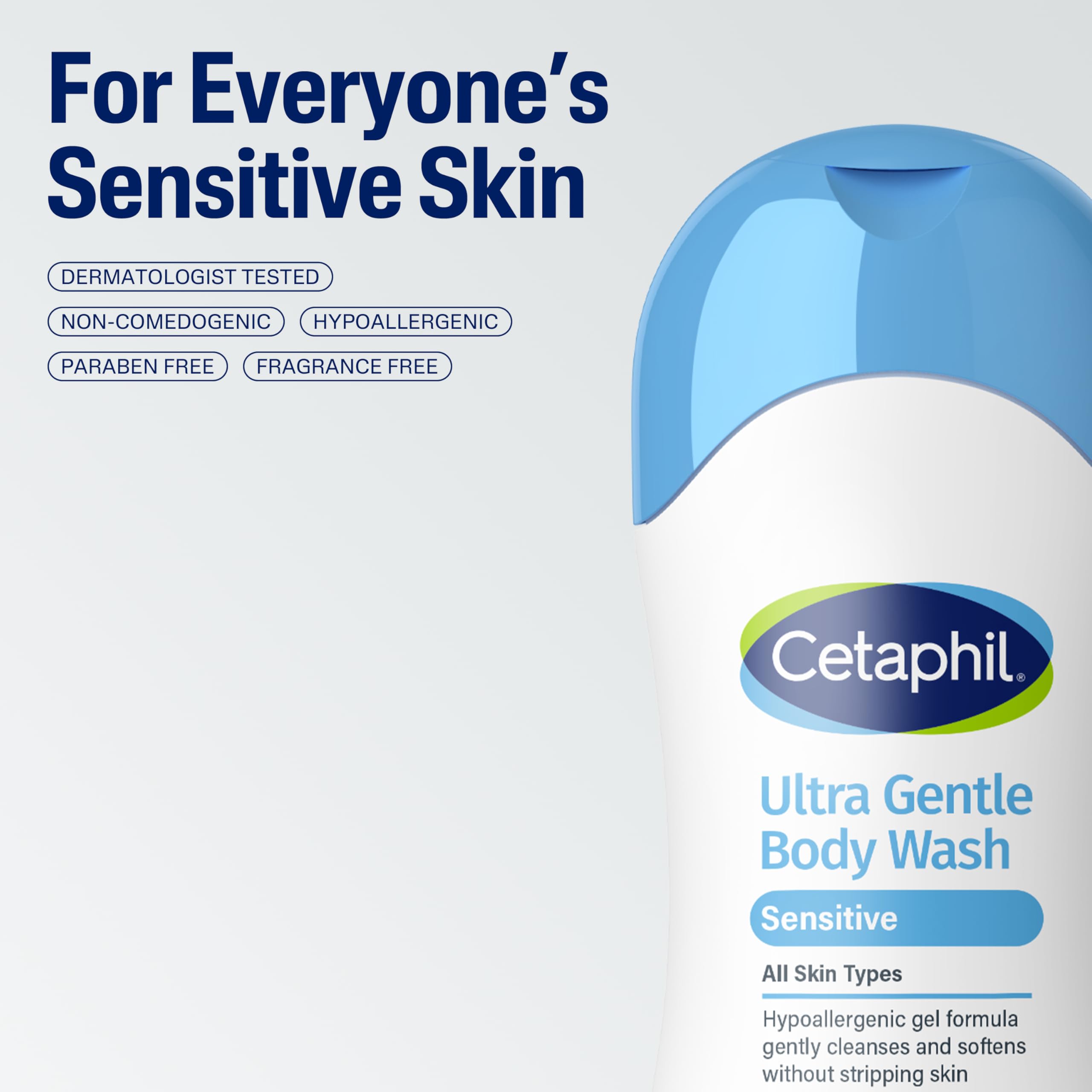 Person using Cetaphil in shower for a mild, soothing cleanse