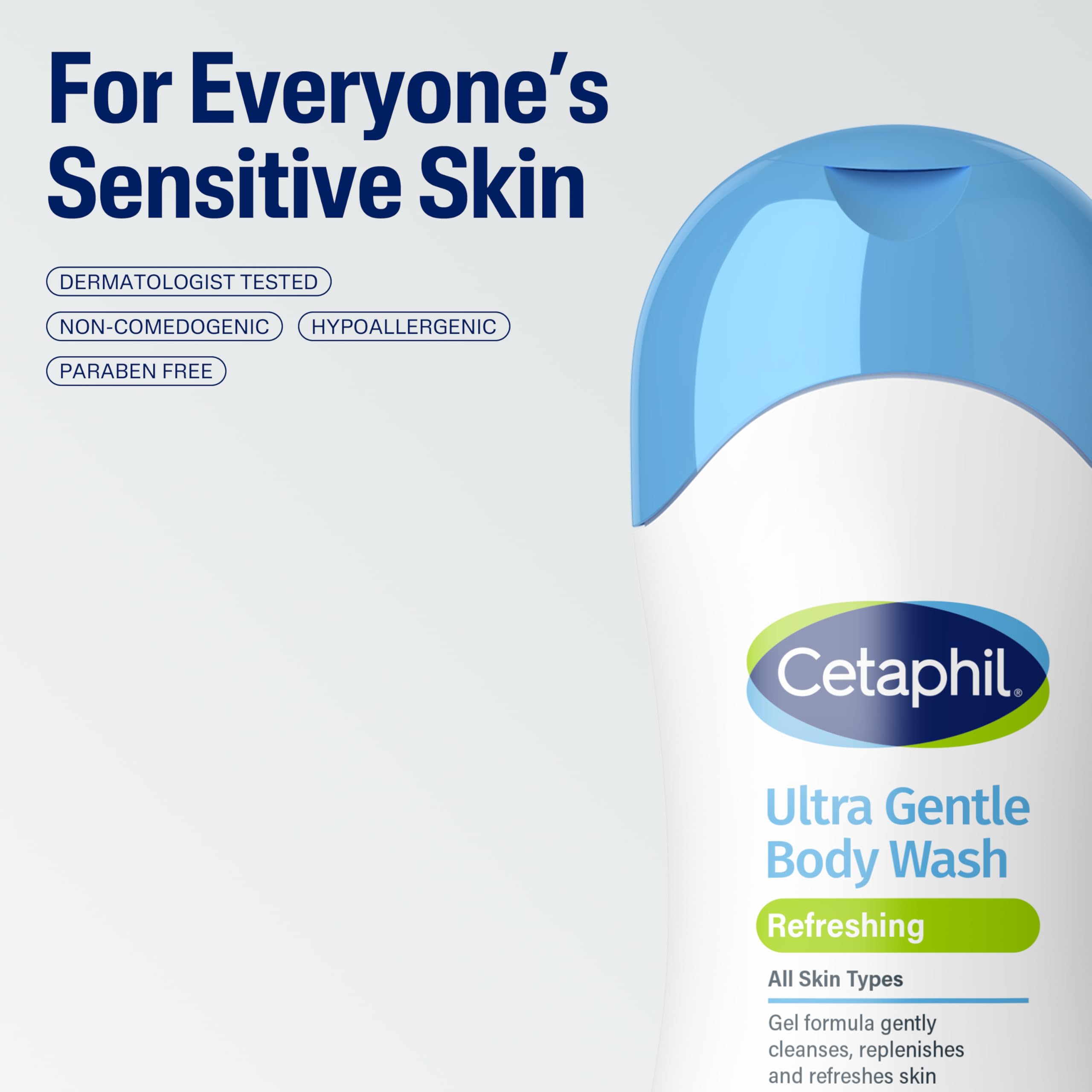 Cetaphil in use during shower illustrating gentle cleansing benefit
