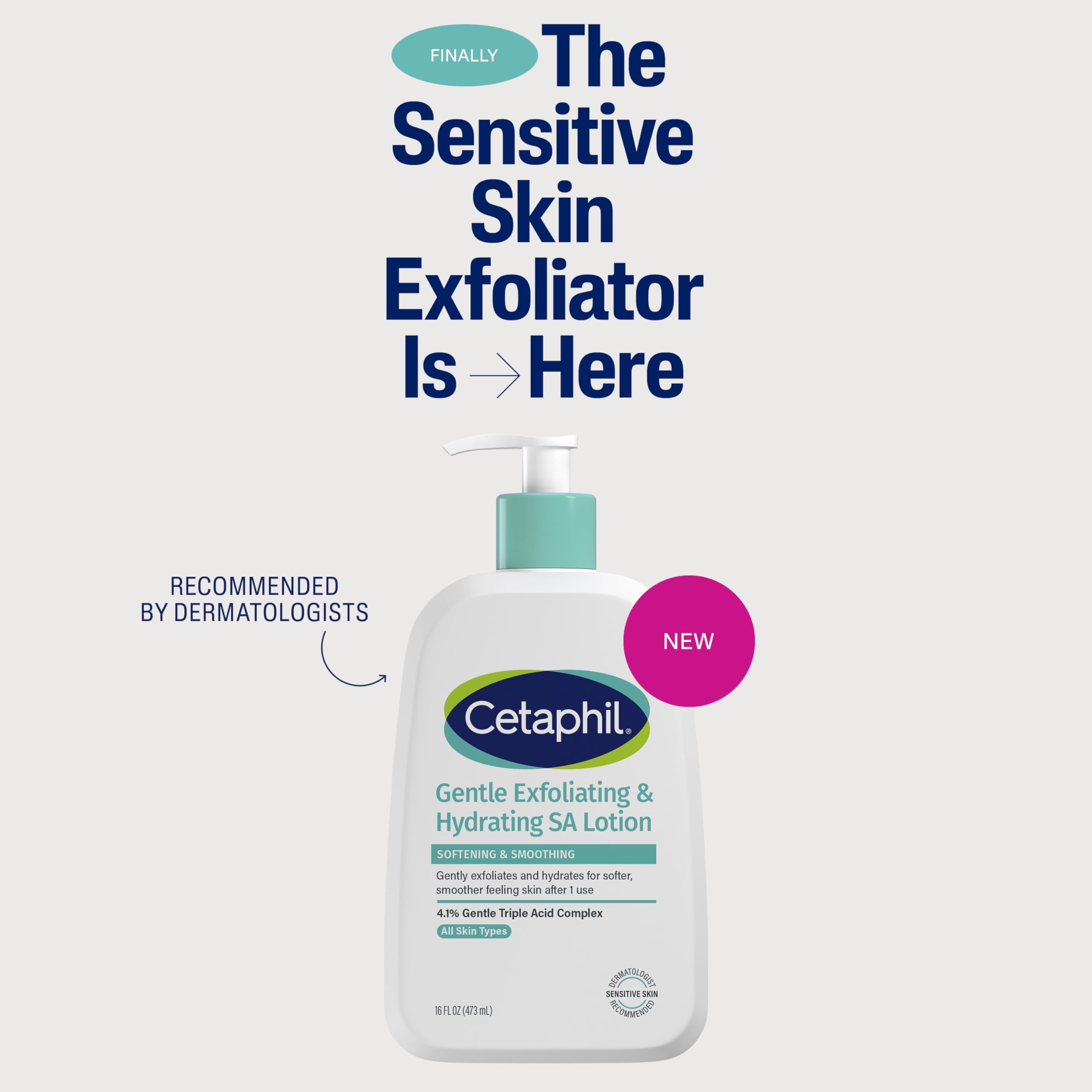 Close-up of Cetaphil lotion texture, highlights lightweight hydration benefit