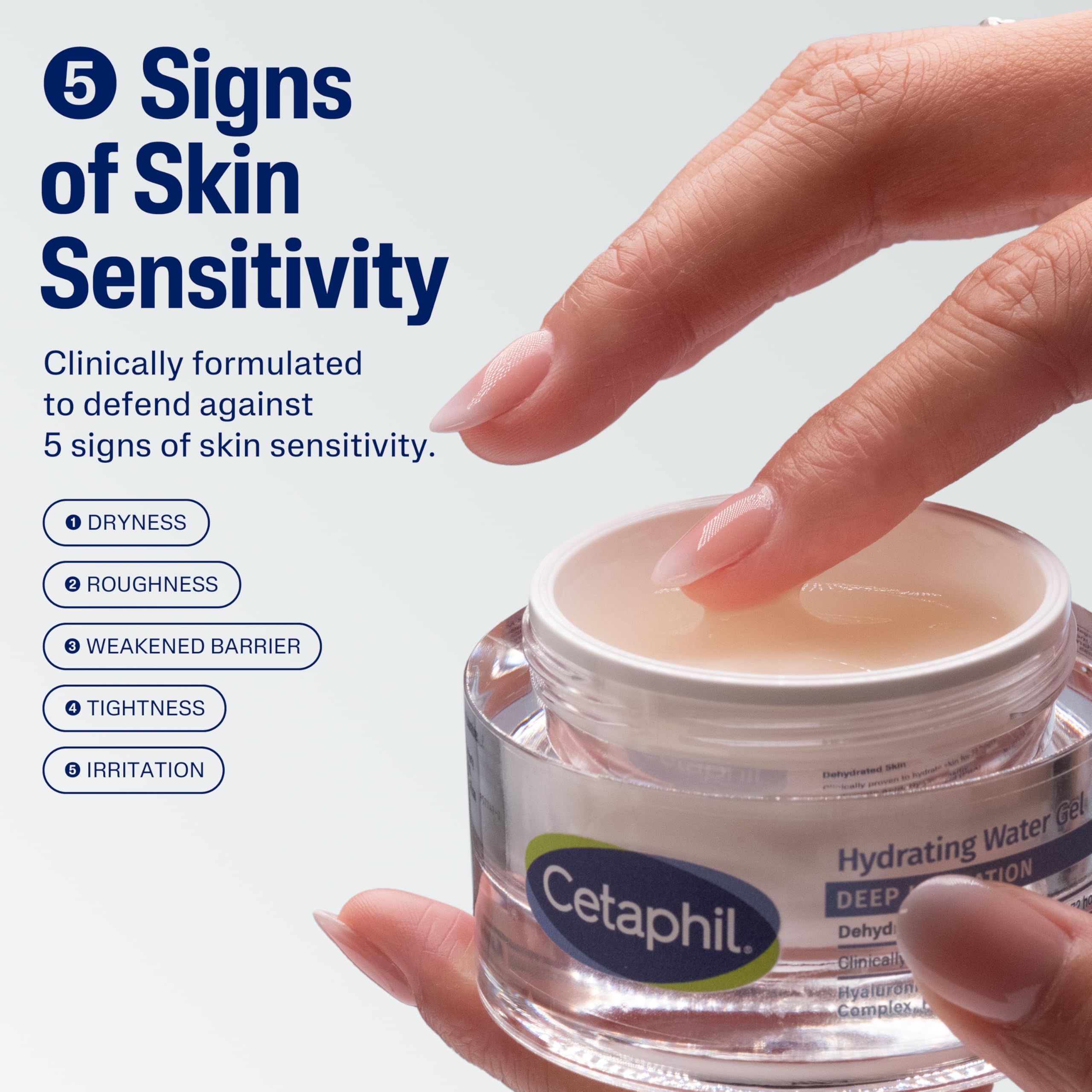 Cetaphil ingredient visual with hyaluronic acid emphasizing deep hydration benefit