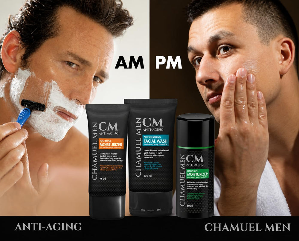 CHAMUEL MEN as part of a morning routine to hydrate and prep skin