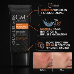 CHAMUEL MEN pump dispensing cream demonstrating easy controlled application