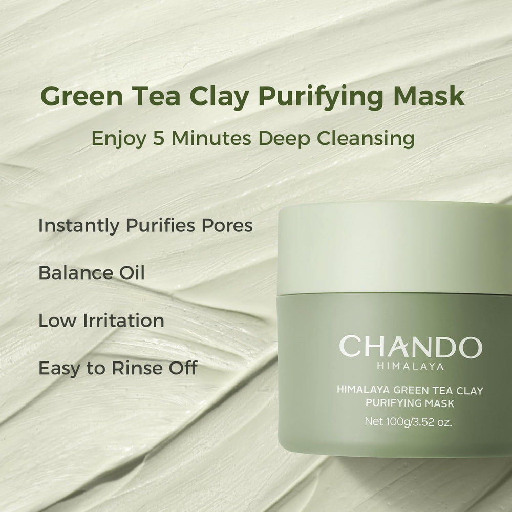 CHANDO HIMALAYA creamy green mask texture close-up highlighting smooth spreadability