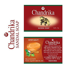 Hand using Chandrika soap creating lather for gentle cleansing benefit