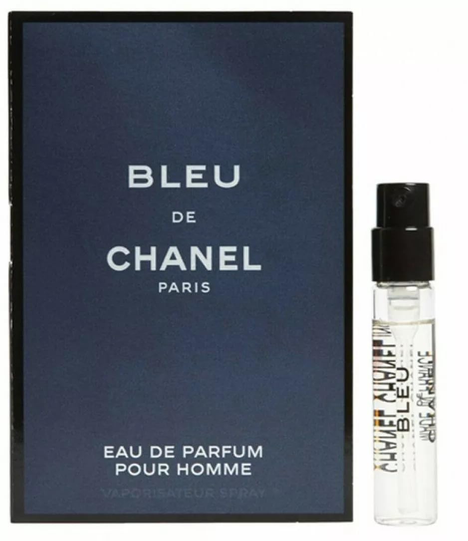 Chanel Bleu de Chanel vial front view showing packaging and brand for easy identification and authenticity