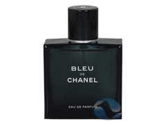CHANEL Bleu de Eau front bottle shot showing elegant glass and portable size benefit