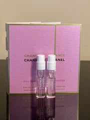 CHANEL vials beside a ruler showing size and travel-friendly compact benefit