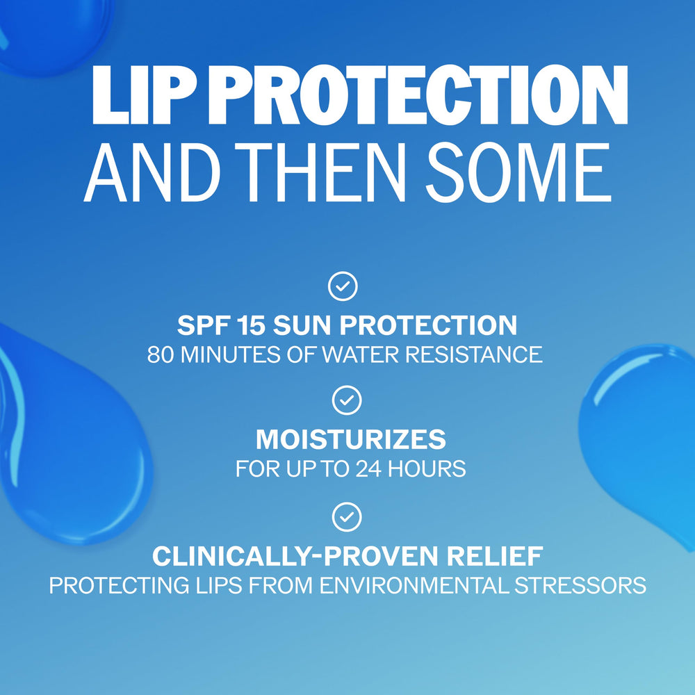 Applying ChapStick outdoors demonstrating SPF protection during sun exposure