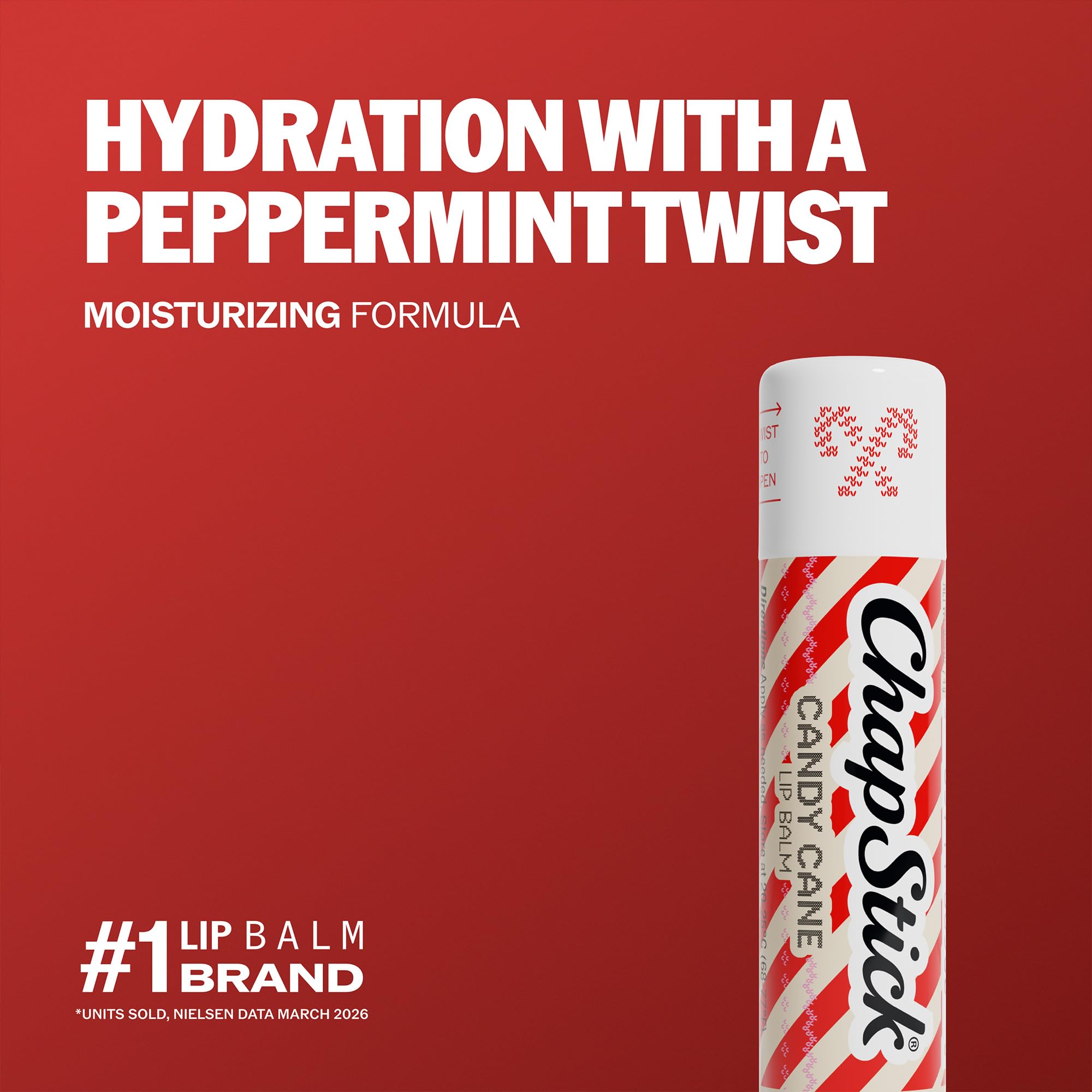 ChapStick candy cane group arrangement of twelve tubes illustrating bulk value and shareability