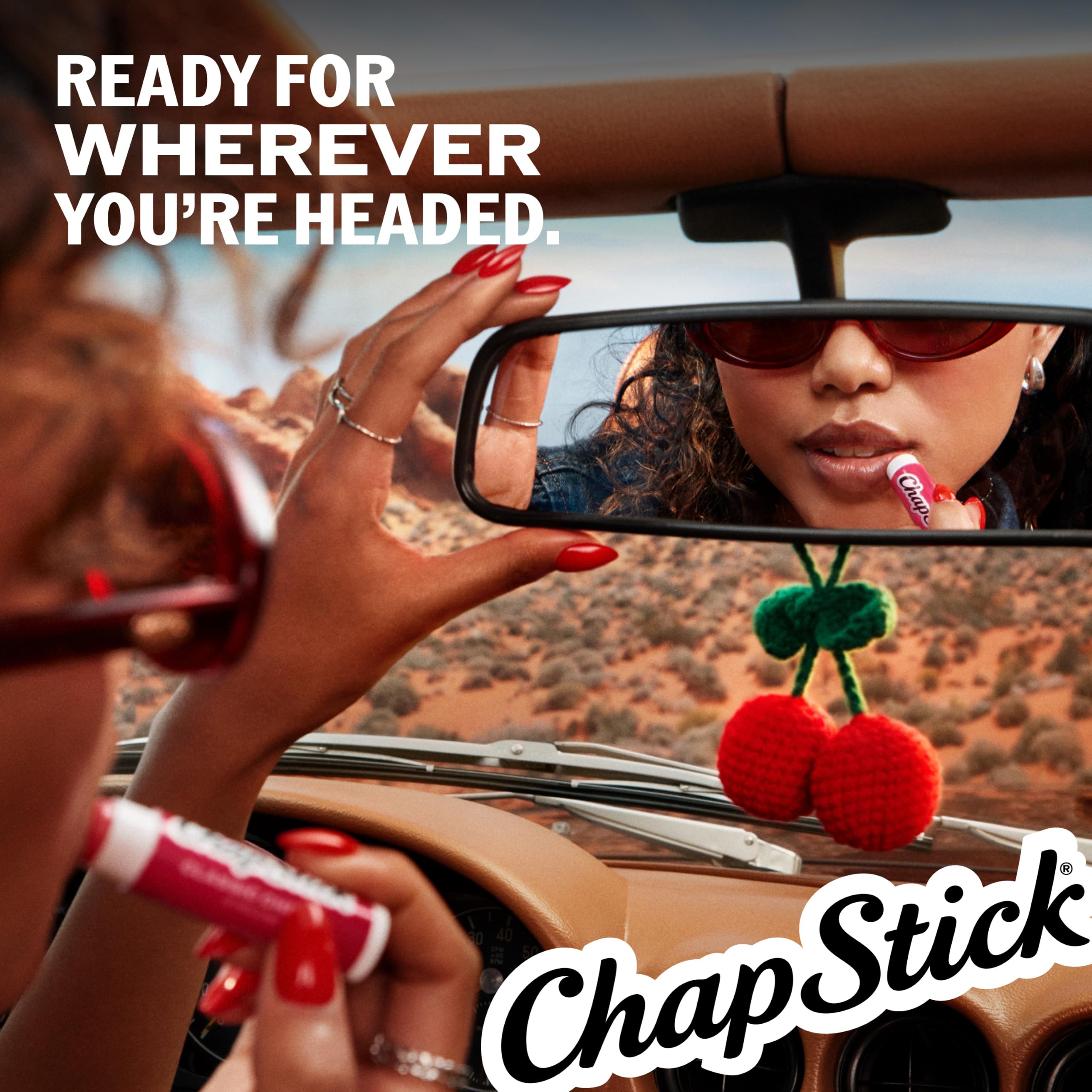 Label detail on ChapStick Classic Cherry tube highlighting flavor and usage