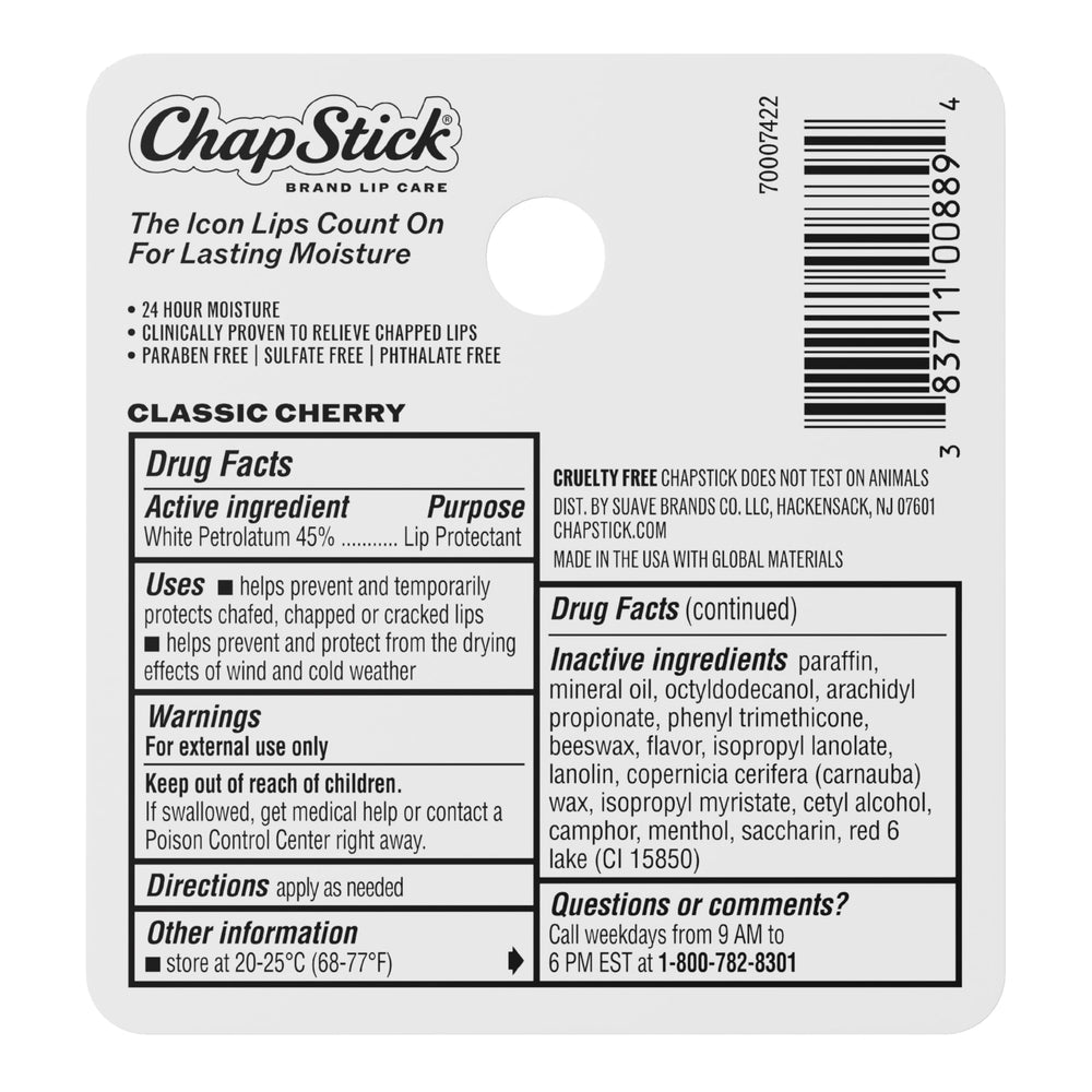ChapStick Classic Cherry next to coin showing compact size and easy carry