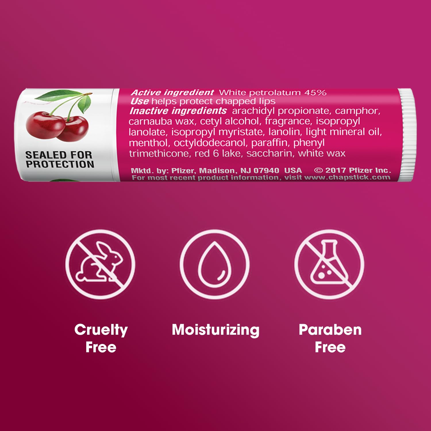 ChapStick Classic Cherry 12-pack box top view showing bulk stocking value