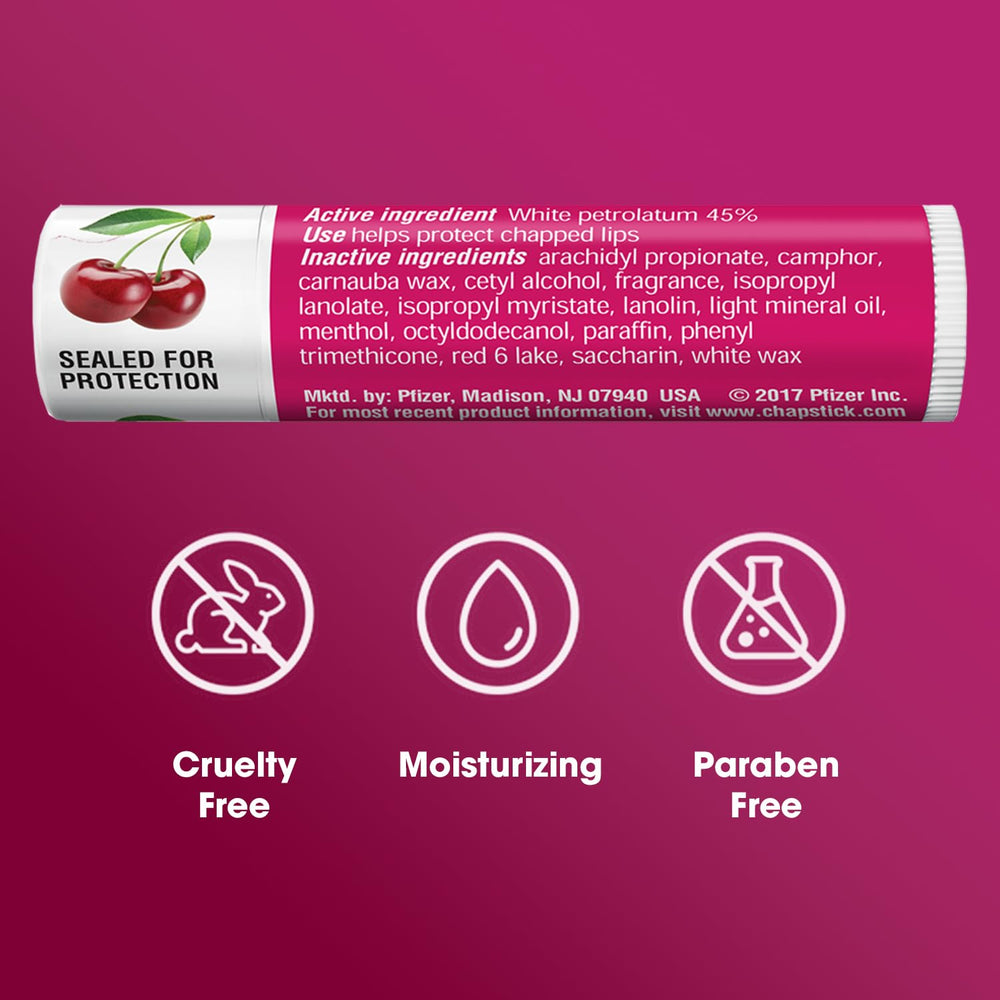 ChapStick Classic Cherry 12-pack box top view showing bulk stocking value