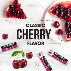 ChapStick Classic Cherry tube cap detail highlighting secure closure advantage