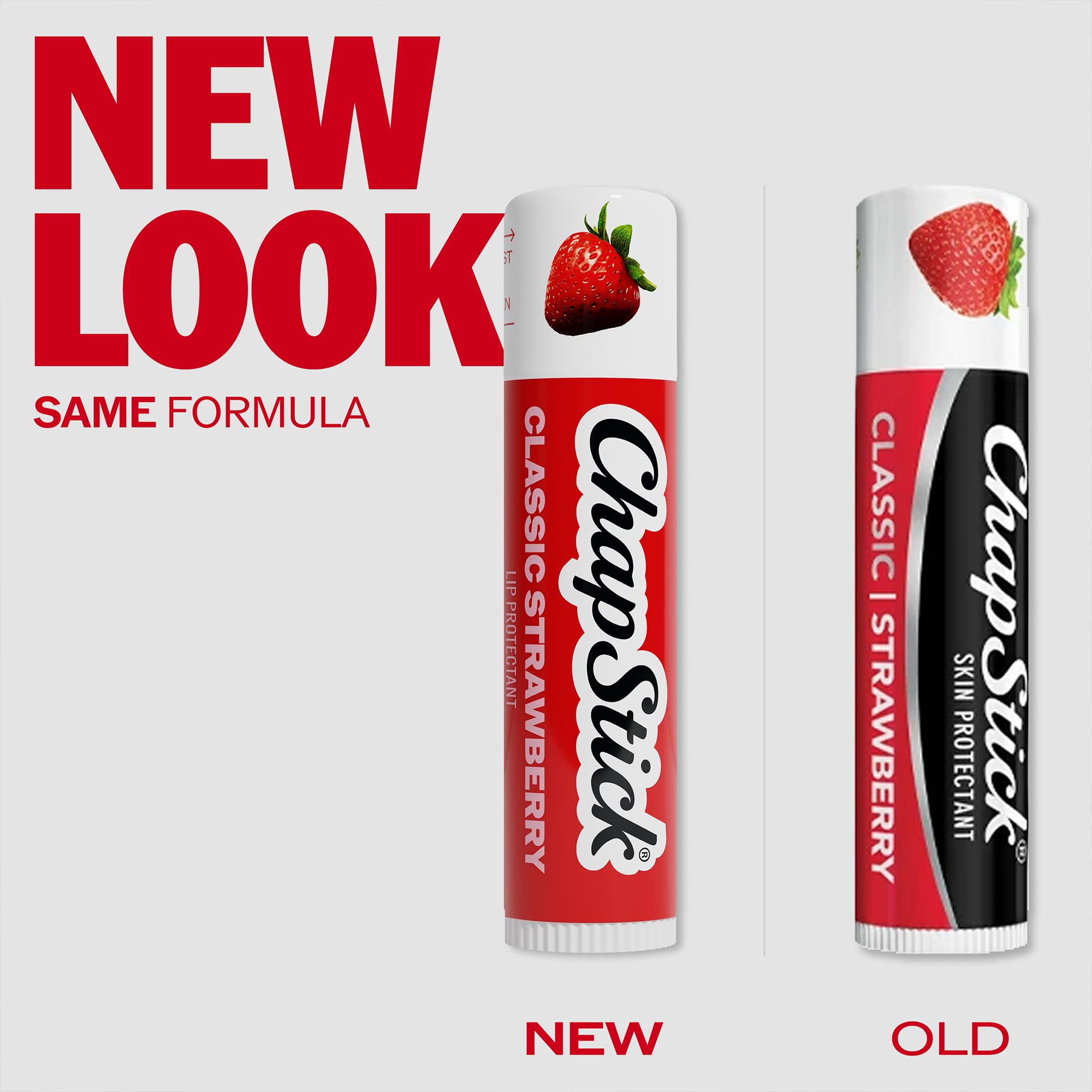 Twelve ChapStick brand strawberry tubes arranged to show bulk supply benefit