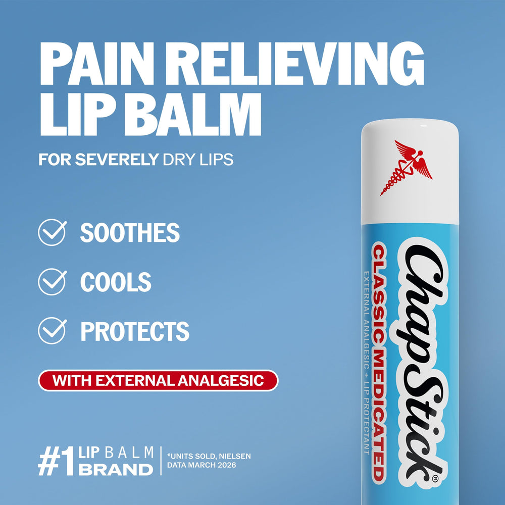 Three-set ChapStick Classic in a bag and pocket for on-the-go soothing benefit