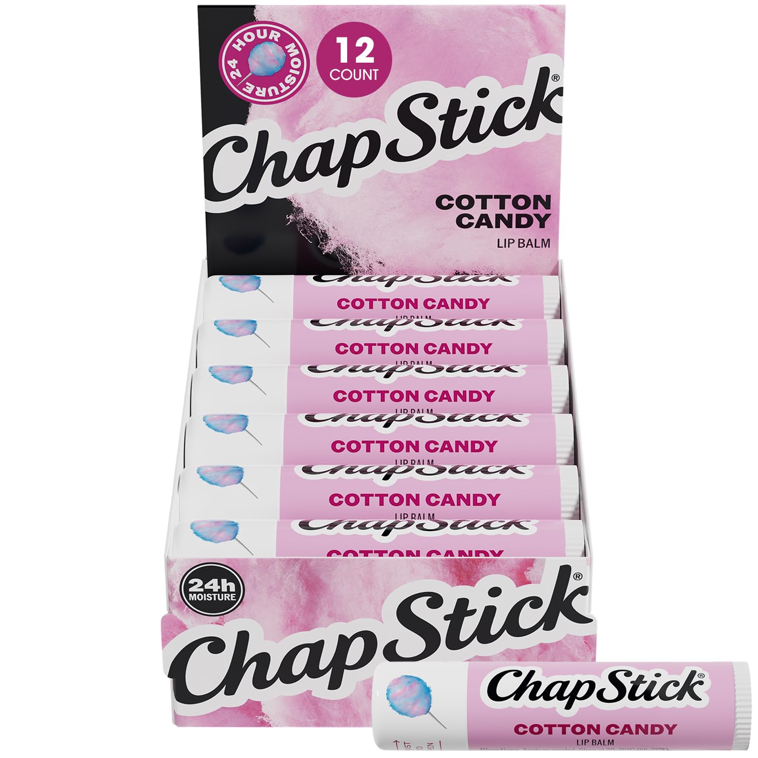 ChapStick cotton candy front packaging showing recognisable brand and playful scent benefit