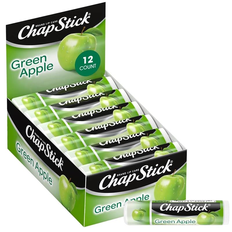 ChapStick green apple front packaging showing 12-pack convenience and quick grab benefit
